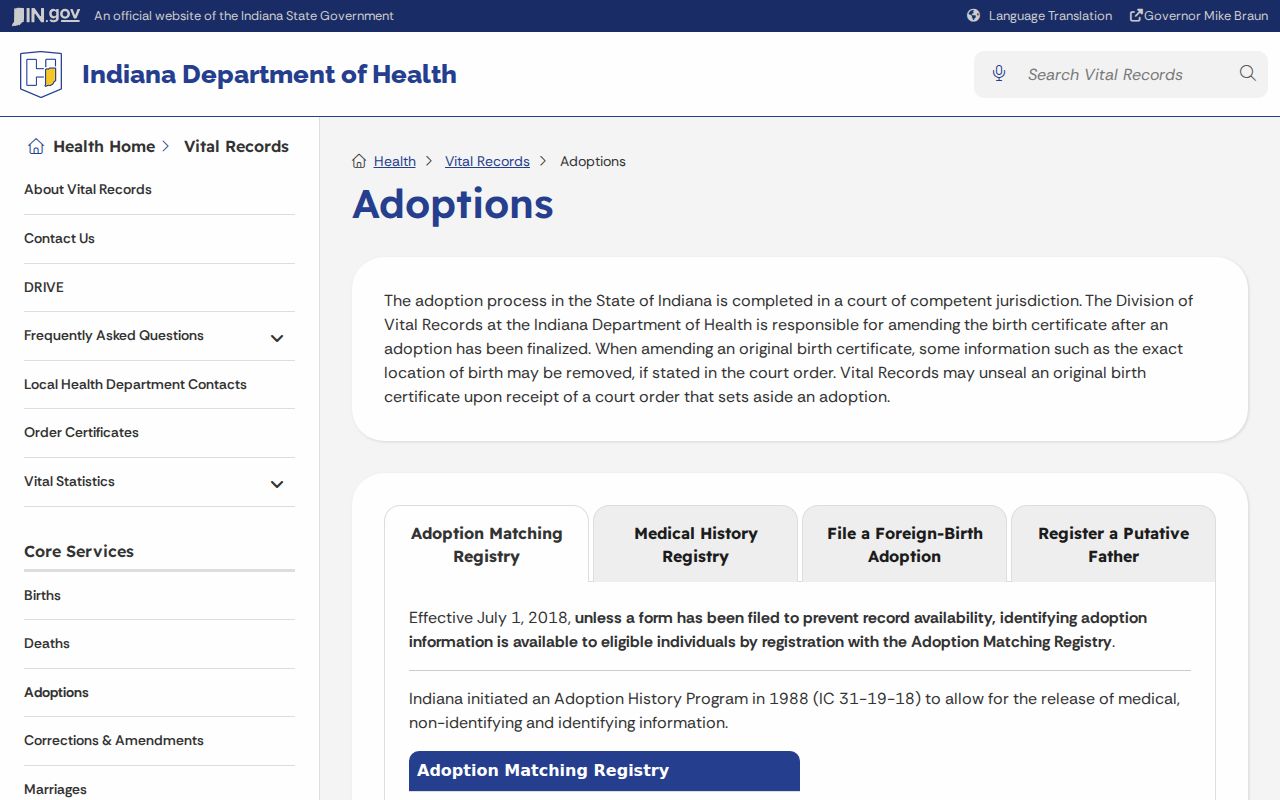Marion County resident lookup adoption matching registry