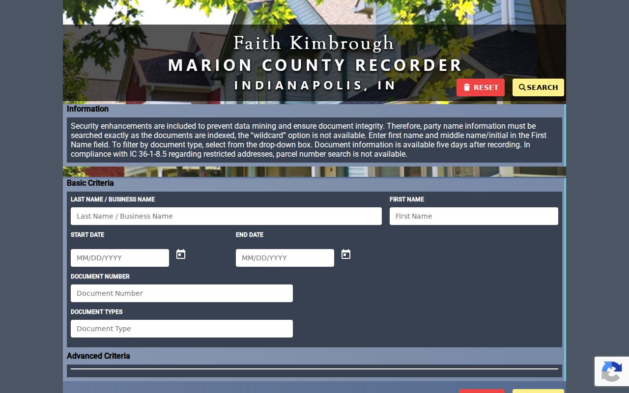 Marion County street directory recorder deed index