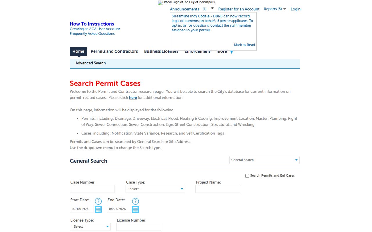 Marion County street directory permit address search