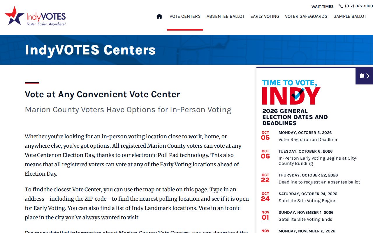 Marion County ZIP code directory Vote Indy search